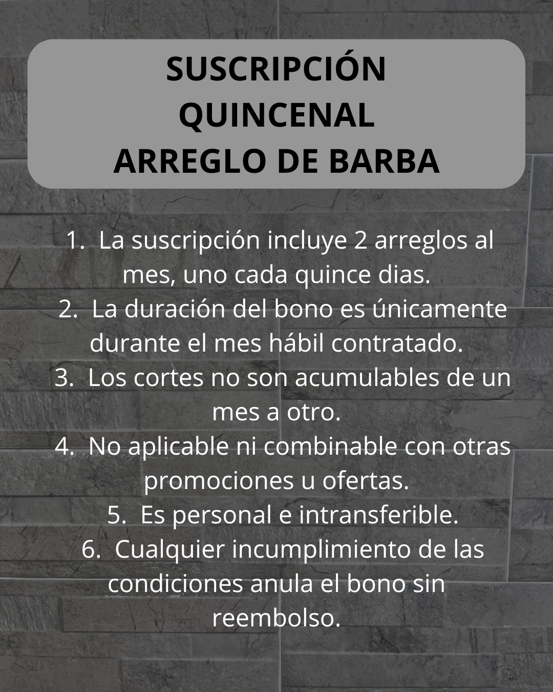 Suscripción Mensual Arreglo de barba quincenal