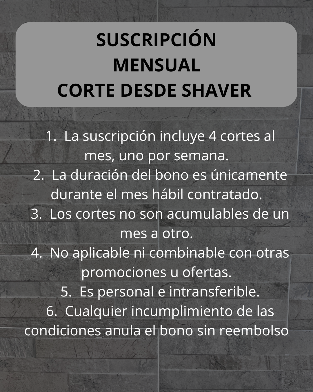 Suscripción Mensual Corte desde shaver semanal